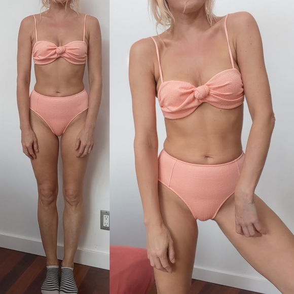 Nwt Triangl knotted Theo peach fuzz bra ribbed SET S - Picture 7 of 8